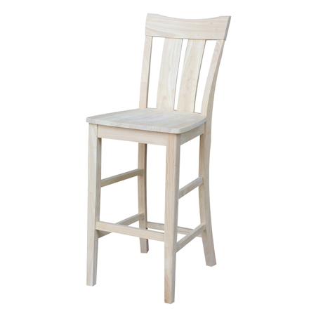 International Concepts Ava Bar Height Stool, 30" Seat Height, Unfinished S-133